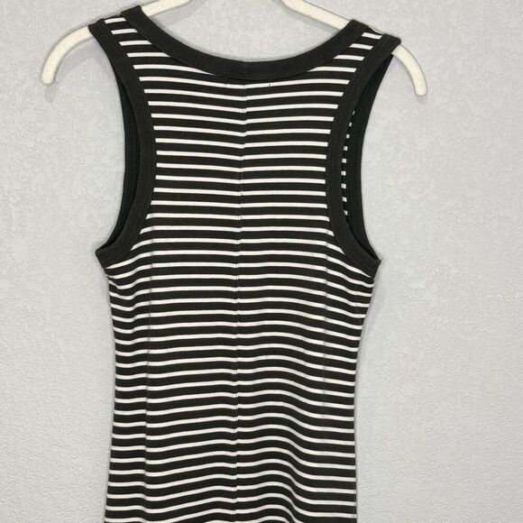 Z Supply Dress Size Small Army Green White Striped Sleeveless Maxi Tank Stretch - Picture 7 of 10
